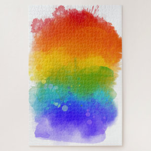SlipperyJoe's pride splatter rainbow colours vibra Jigsaw Puzzle