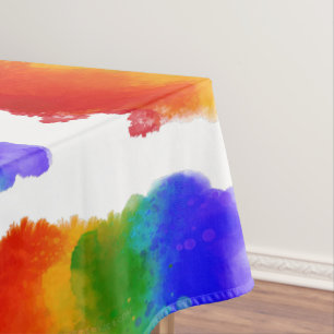 SlipperyJoe's pride splatter rainbow colours vibra Tablecloth