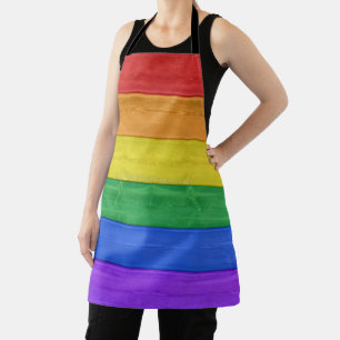 SlipperyJoe's pride wooden flag horizontal rainbow Apron