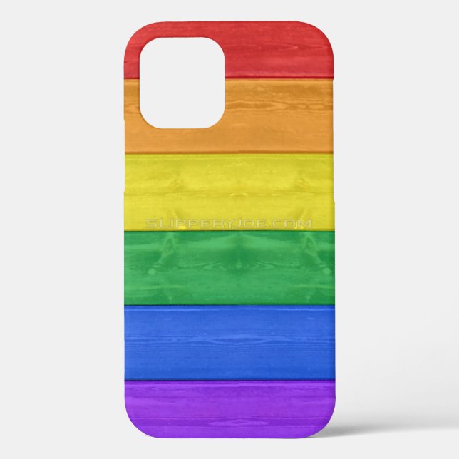 SlipperyJoe's pride wooden flag horizontal rainbow Case-Mate iPhone Case (Back)