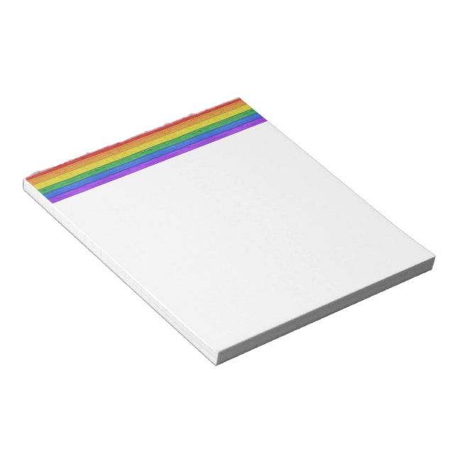 SlipperyJoe's pride wooden flag horizontal rainbow Notepad (Angled)