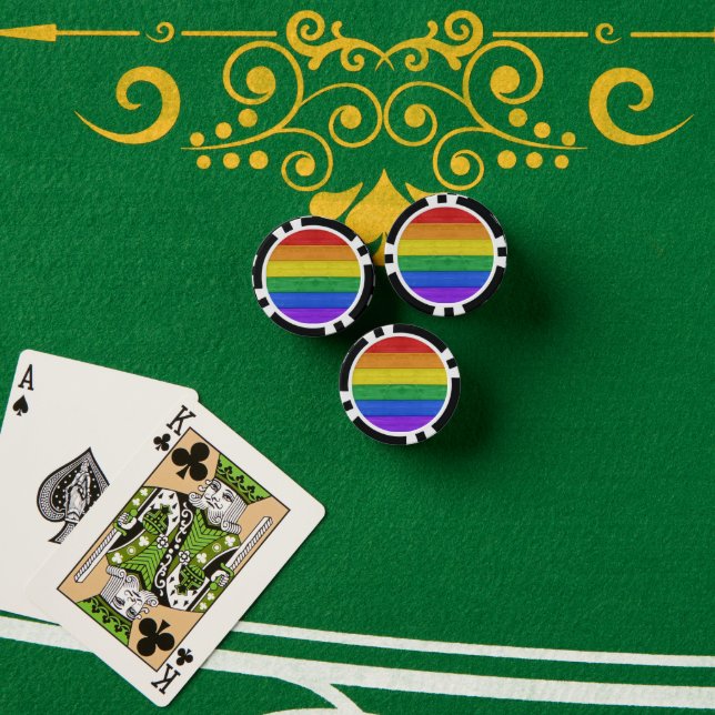 SlipperyJoe's pride wooden flag horizontal rainbow Poker Chips (Poker Table (Stack))