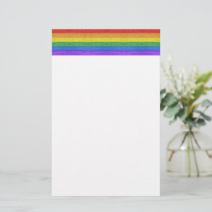 SlipperyJoe's pride wooden flag horizontal rainbow Stationery