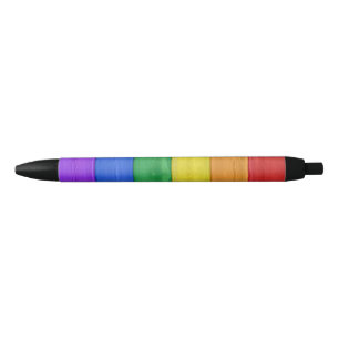 SlipperyJoe's pride wooden flag rainbow colours ce Black Ink Pen