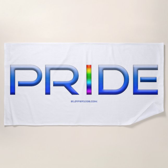 SlipperyJoe's pride word metallic letters radiates Beach Towel (Front)