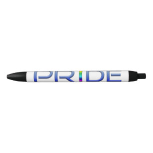 SlipperyJoe's pride word metallic letters radiates Black Ink Pen