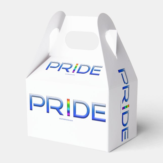SlipperyJoe's pride word metallic letters radiates Favor Box (Front Side)