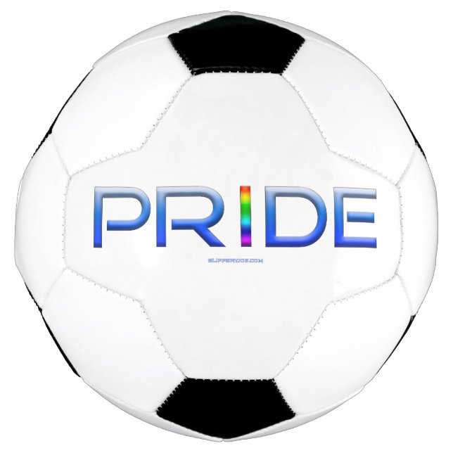 SlipperyJoe's pride word metallic letters radiates Soccer Ball (Front)