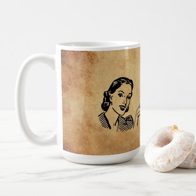 SlipperyJoe's Princess clap walking funny 50s vint Coffee Mug (With Donut)