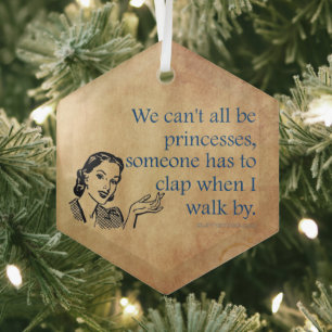 SlipperyJoe's princesses clap vintage poster retro Glass Ornament