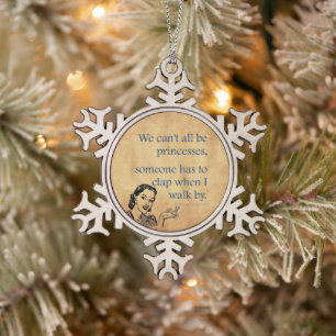 SlipperyJoe's princesses clap vintage poster retro Snowflake Pewter Christmas Ornament