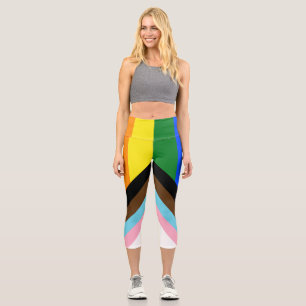 SlipperyJoe's Progress Pride Flag gay gifts LGBTQI Capri Leggings