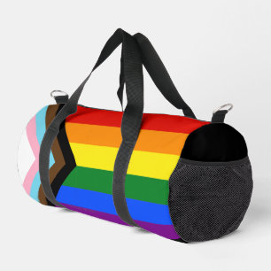 SlipperyJoe's Progress Pride Flag gay gifts LGBTQI Duffle Bag