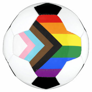 SlipperyJoe's Progress Pride Flag gay gifts LGBTQI Soccer Ball