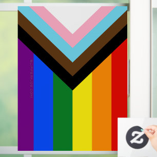SlipperyJoe's Progress Pride Flag gay gifts LGBTQI Window Cling