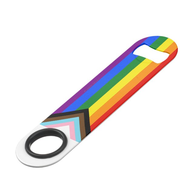 SlipperyJoe's Progress Pride Flag six classic hori Bar Key (Front Angled)