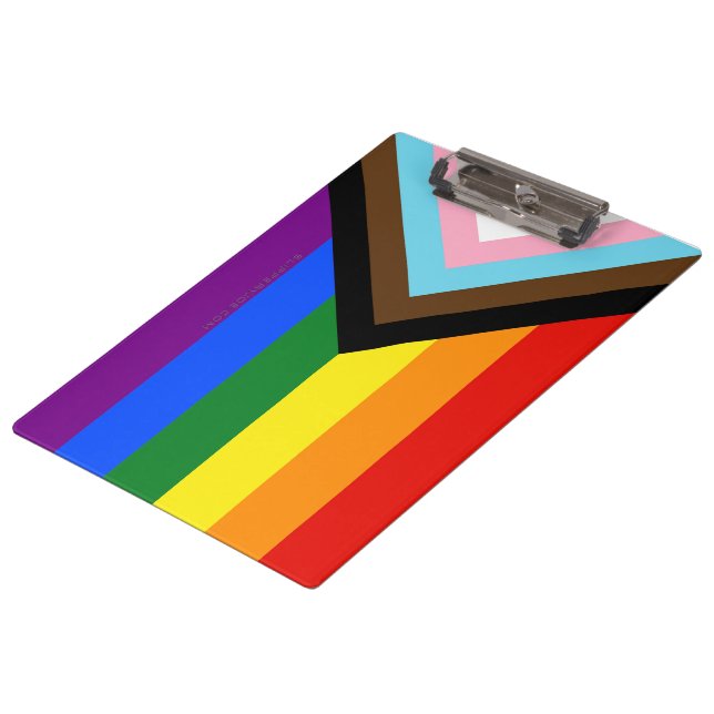 SlipperyJoe's Progress Pride Flag six classic hori Clipboard (Angled)