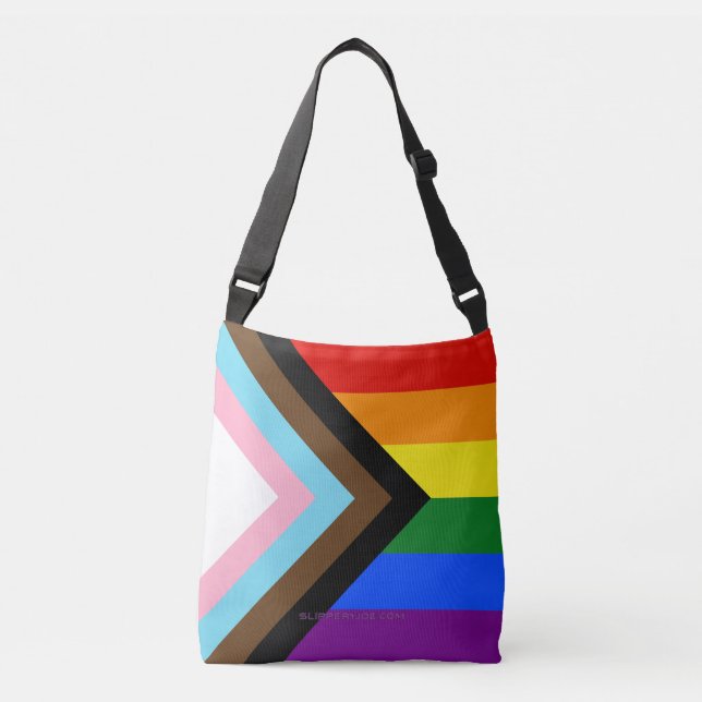 SlipperyJoe's Progress Pride Flag six classic hori Crossbody Bag (Front)