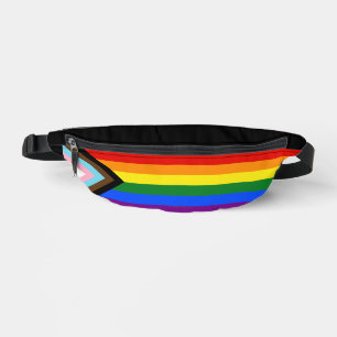 SlipperyJoe's Progress Pride Flag six classic hori Fanny Pack