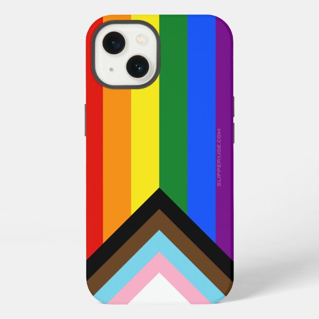 SlipperyJoe's Progress Pride Flag six classic hori iPhone Case (Back)