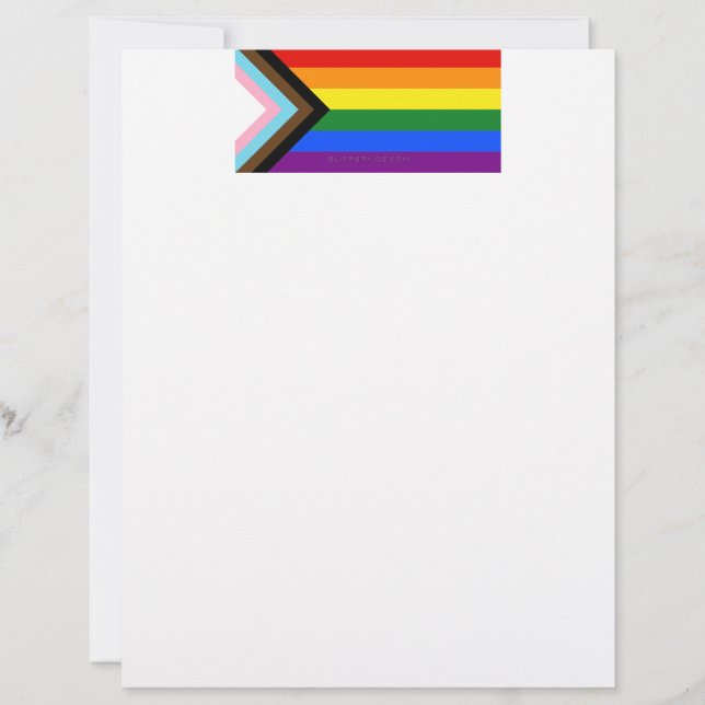 SlipperyJoe's Progress Pride Flag six classic hori Letterhead (Front)