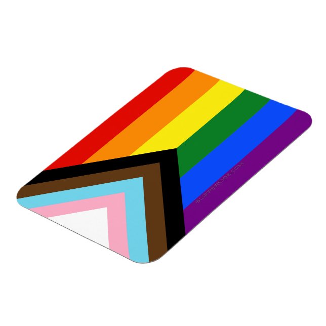 SlipperyJoe's Progress Pride Flag six classic hori Magnet (Left Side)