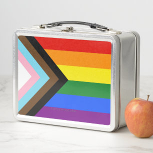 SlipperyJoe's Progress Pride Flag six classic hori Metal Lunch Box