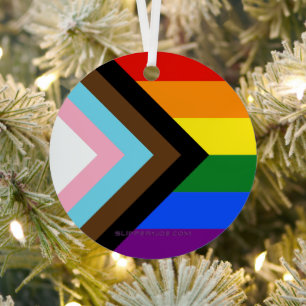 SlipperyJoe's Progress Pride Flag six classic hori Metal Ornament