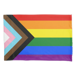 SlipperyJoe's Progress Pride Flag six classic hori Pillowcase