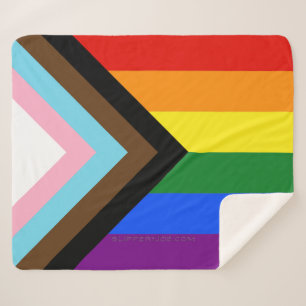SlipperyJoe's Progress Pride Flag six classic hori Sherpa Blanket