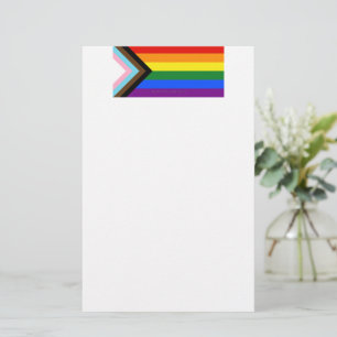 SlipperyJoe's Progress Pride Flag six classic hori Stationery