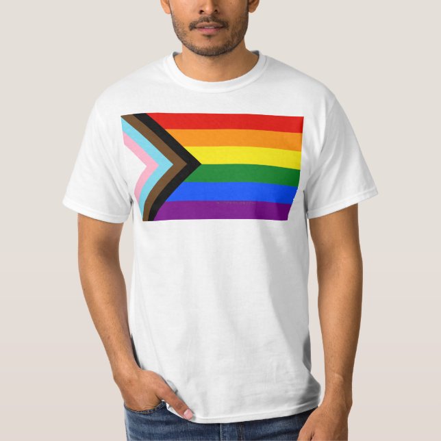 SlipperyJoe's Progress Pride Flag six classic hori T-Shirt (Front)