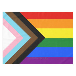 SlipperyJoe's Progress Pride Flag six classic hori Tablecloth