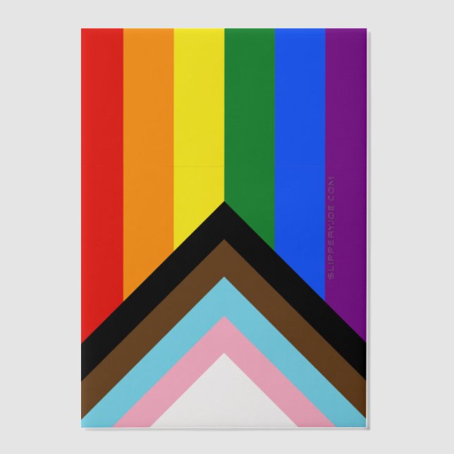 SlipperyJoe's Progress Pride Flag six classic hori Vellum Invitations (Front)