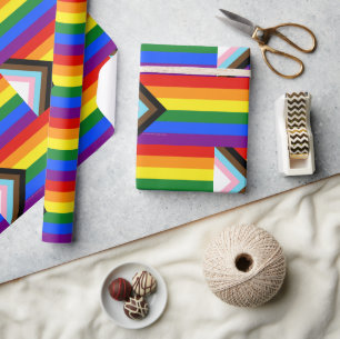 SlipperyJoe's Progress Pride Flag six classic hori Wrapping Paper