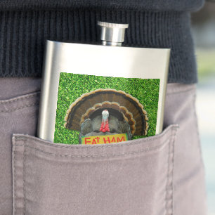 SlipperyJoe's proud turkey eat ham red wattle hang Hip Flask
