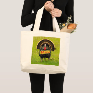SlipperyJoe's proud turkey eat ham red wattle hang Large Tote Bag