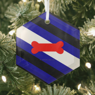 SlipperyJoe's puppy play pride flag express kink i Glass Ornament