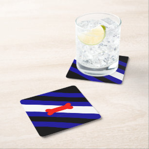 SlipperyJoe's puppy play pride flag express kink i Square Paper Coaster