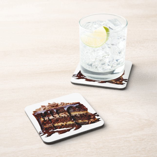 SlipperyJoe's pure chocolate cake decadence rich s Coaster (Right Side)