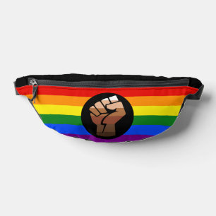 SlipperyJoe's queer people colour flag raised fist Fanny Pack