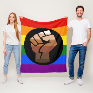 SlipperyJoe's queer people colour flag raised fist Fleece Blanket