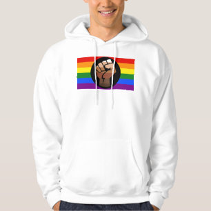 SlipperyJoe's queer people colour flag raised fist Hoodie