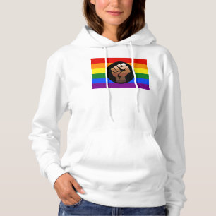 SlipperyJoe's queer people colour flag raised fist Hoodie
