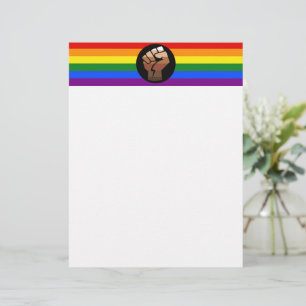 SlipperyJoe's queer people colour flag raised fist Letterhead