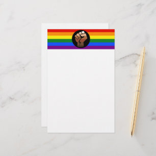 SlipperyJoe's queer people colour flag raised fist Stationery
