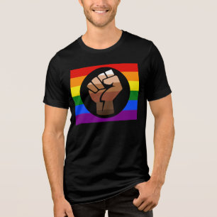 SlipperyJoe's queer people colour flag raised fist Tri-Blend Shirt