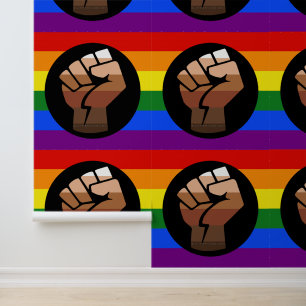 SlipperyJoe's queer people colour flag raised fist Wallpaper