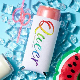 SlipperyJoe's queer pride colours word colourful v Seltzer Can Cooler