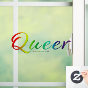 SlipperyJoe's queer pride colours word colourful v Window Cling